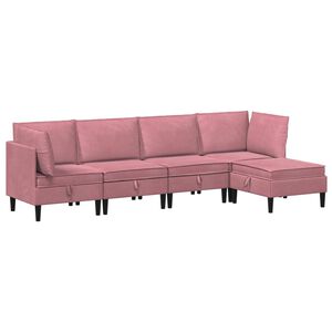 vidaXL M&ouml;belset f&ouml;r vardagsrummet 5 st Rosa Sammet