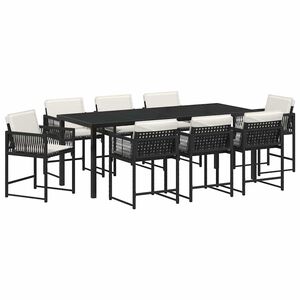 vidaXL Tr&auml;dg&aring;rdsm&ouml;belset 9 pcs Svart konstrotting