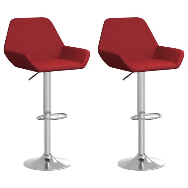 vidaXL Barstolar 2 st vinr&ouml;d tyg