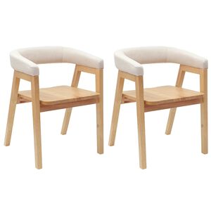vidaXL Matstolar 2 st Massiv Gummitr&auml; Naturf&auml;rg 54 x 57 x 73 cm