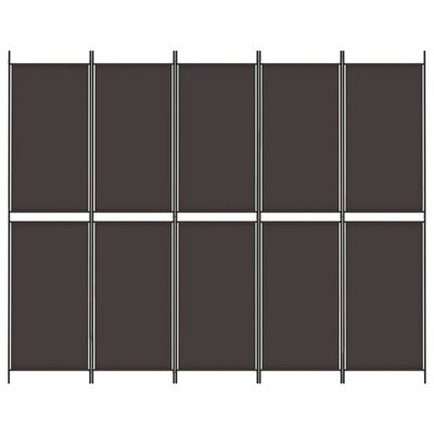vidaXL Rumsavdelare 5 paneler brun 250x200 cm tyg