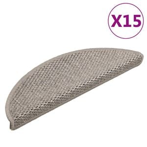 vidaXL Trappstegsmattor sj&auml;lvh&auml;ftande sisal 15 st 56x17x3 cm silver