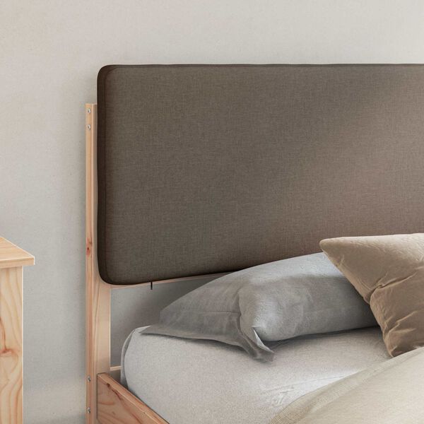 vidaXL S&auml;ngram med Kl&auml;dd Huvudgavel Taupe 180 x 200 cm Massiv furu