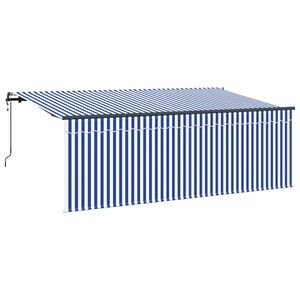 vidaXL Utdragbar markis Bl&aring; och Vit 350 x 200 cm