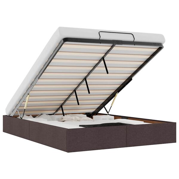 vidaXL Ottoman sängram utan madrass mörkbrun 140x200 cm tyg