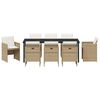 vidaXL Tr&auml;dg&aring;rdsm&ouml;belset med kudde 9 pcs Beige konstrotting