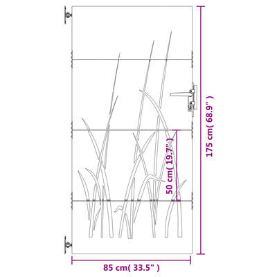 vidaXL Trädgårdsgrind 85x175 cm rosttrögt stål gräsdesign