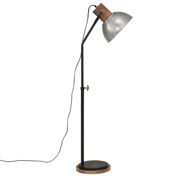 vidaXL Golvlampa 25 W vintage silver 30x30x100-150 cm E27