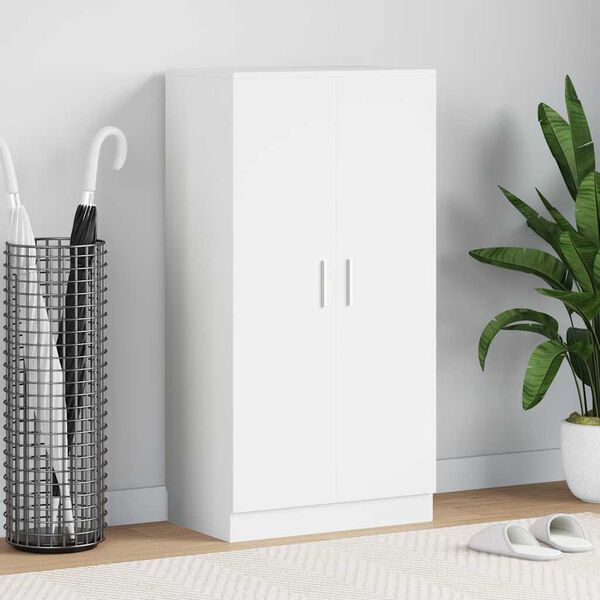 vidaXL Skosk&aring;p med 7 hyllor vit