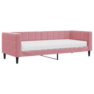 vidaXL Dagb&auml;dd med madrass rosa 80x200 cm sammet