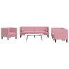 vidaXL Soffgrupp chesterfield 3 delar bolsterkuddar rosa sammet
