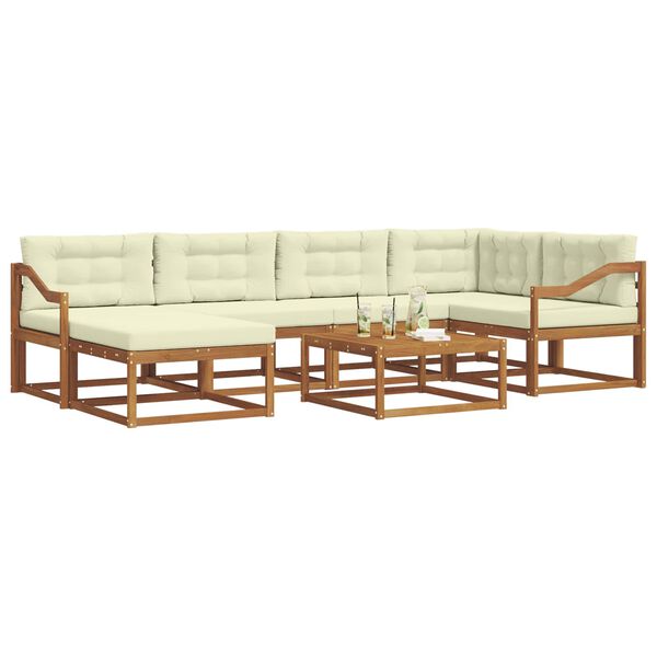 vidaXL Utomhussoffset med kudde 7 pcs Naturlig och Gr&auml;dde