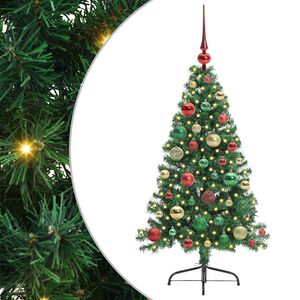vidaXL Konstgjord F&ouml;rbelyst Julgran med 150 LED-lampor Gr&ouml;n 120 cm PVC