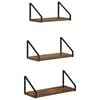 vidaXL V&auml;gg hyllor 3 st R&ouml;kt ek 40 x 16 x 15,5 cm
