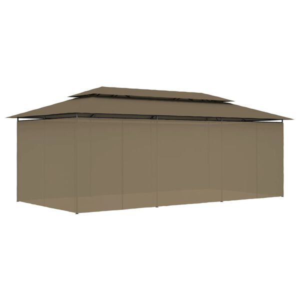 vidaXL Paviljong med draperier 600x298x270 cm taupe 180 g/m²