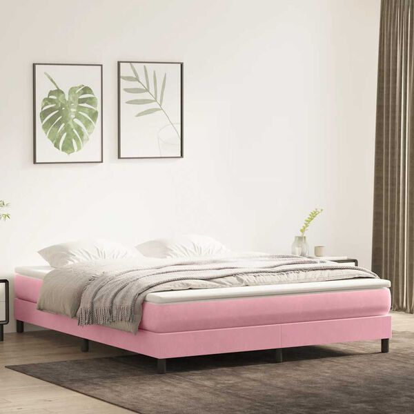 vidaXL Resårsäng utan madrass rosa 180x220 cm sammet
