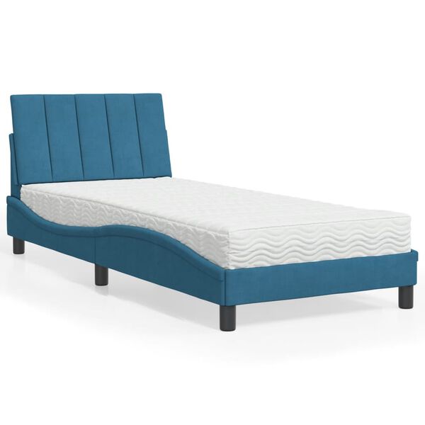vidaXL Bed with Mattress "Hanko" Blue 80x200 cm Velvet