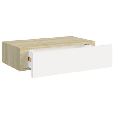 vidaXL Väggmonterad låda ek och vit 40x23,5x10 cm MDF