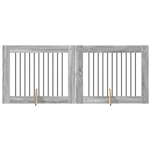 vidaXL Hundgrind med st&auml;llningar 2 pcs Gr&aring; sonoma-ek 100 x 80 cm