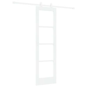 vidaXL Skjutd&ouml;rr ORKDAL Vit 61 x 198,5 cm Massivt talltr&auml; och glas