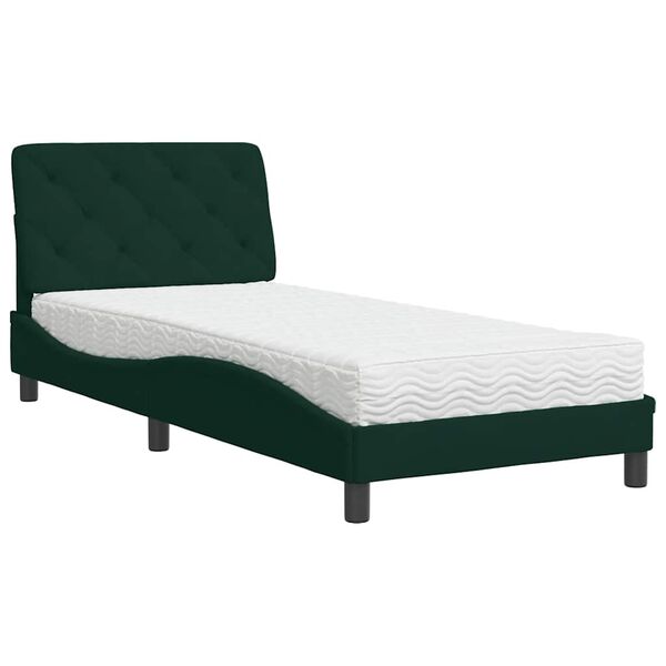 vidaXL Bed with Mattress Dark Green 80x200 cm Velvet