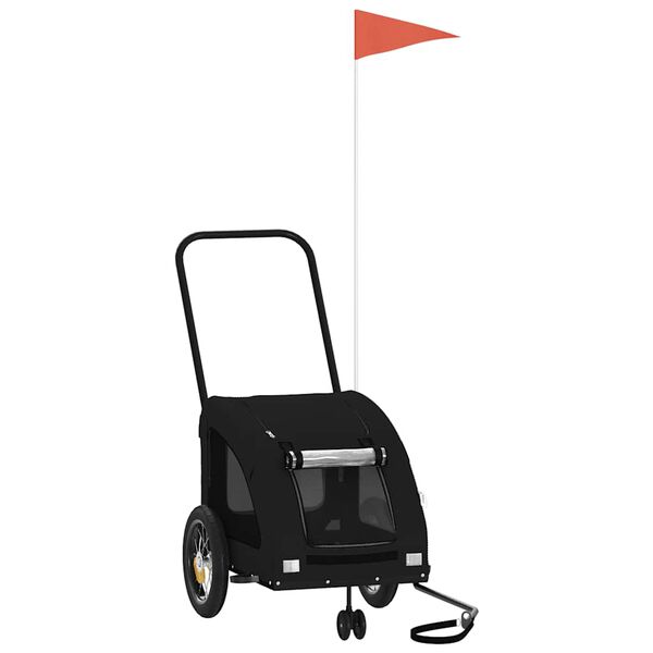 vidaXL Cykelvagn f&ouml;r djur svart oxfordtyg och j&auml;rn