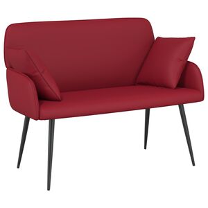 vidaXL Tv&aring;sitssoffa med metallben 2-sits Vinr&ouml;d Konstl&auml;der