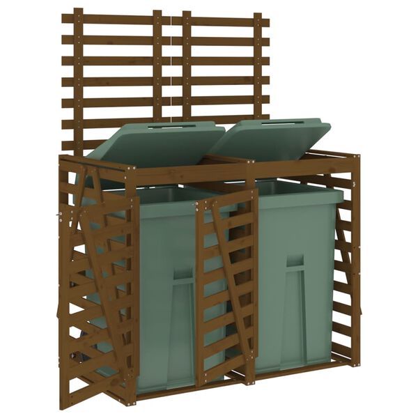 vidaXL Skjul f&ouml;r tv&aring; sopk&auml;rl honungsbrun massiv furu