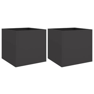 vidaXL Odlingsl&aring;dor 2 st svart 49x47x46 cm kallvalsat st&aring;l