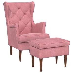 vidaXL F&aring;t&ouml;lj med fotpall 2 st Rosa Sammet