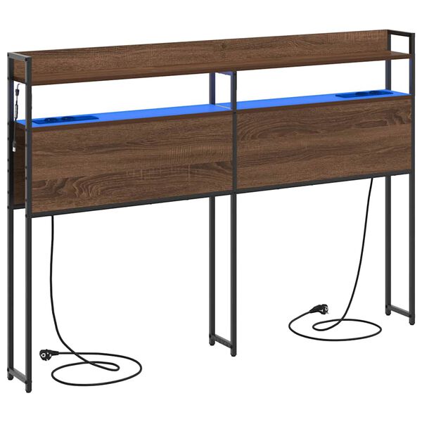 vidaXL Huvudgavel med hylla med lagring brun ek 150 cm Konstruerat trä