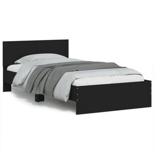 vidaXL S&auml;ngram med huvudgavel svart 100x200 cm konstruerat tr&auml;