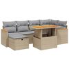 vidaXL Matgrupp f&ouml;r tr&auml;dg&aring;rden med dynor 7 delar beige konstrotting