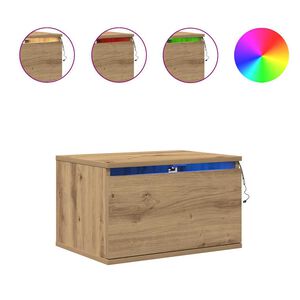 vidaXL V&auml;ggmonterad s&auml;nggavel med l&aring;da Artisan Ek 50 x 36 x 30 cm