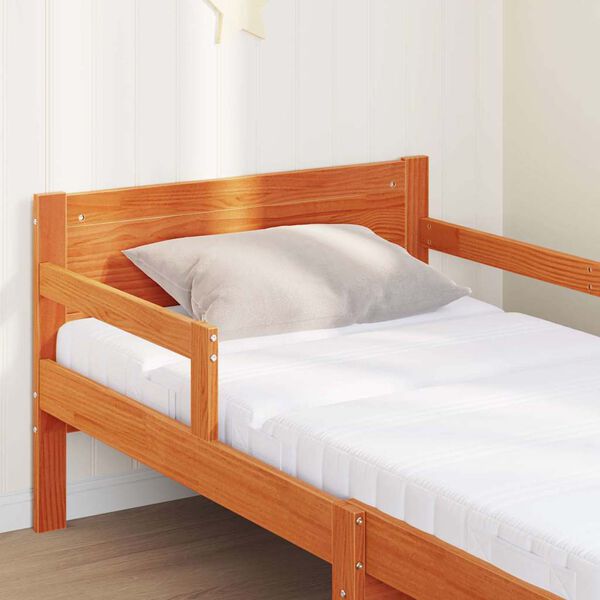 vidaXL S&auml;ngram med madrass med huvudgavel Brun 80 x 200 cm Massiv furu