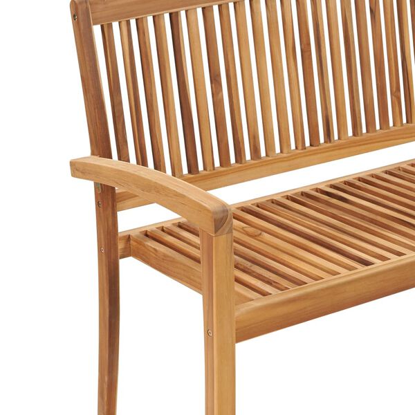 vidaXL Stapelbar tr&auml;dg&aring;rdsb&auml;nk med dyna 128,5 cm massiv teak