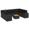vidaXL Loungegrupp 10 delar med svarta dynor konstrotting