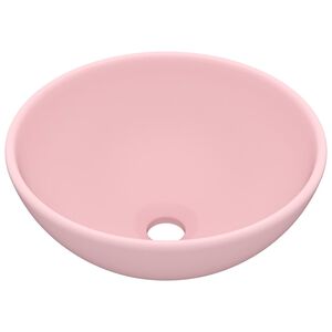 vidaXL Lyxigt runt handfat matt rosa 32,5x14 cm keramik