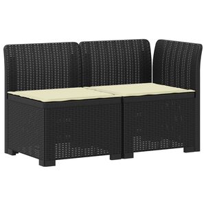 vidaXL 2-sits tr&auml;dg&aring;rdsoffa med kuddar i rottlook 2-sits PP Antracit