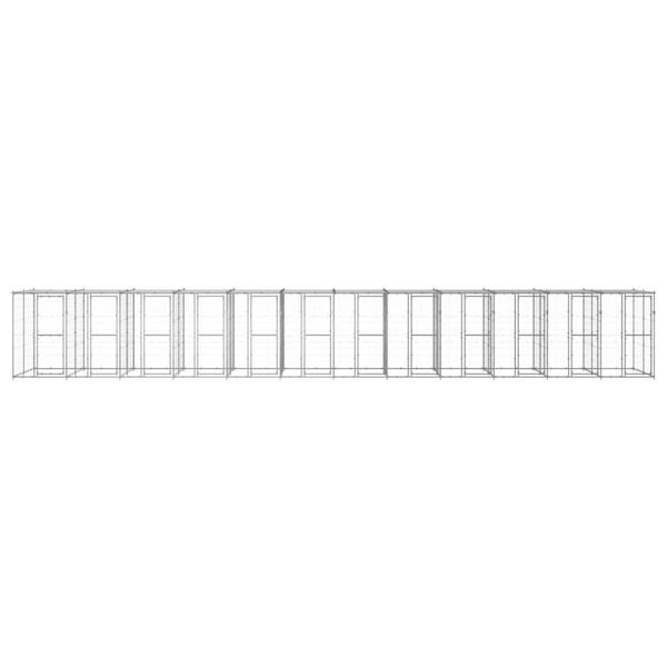 vidaXL Hundg&aring;rd f&ouml;r utomhusbruk galvaniserat st&aring;l med tak 29,04 m&sup2;