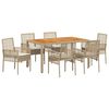 vidaXL Tr&auml;dg&aring;rdsm&ouml;belset 7 pcs Beige konstrotting