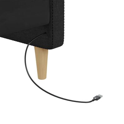 vidaXL Dagbädd med madrass USB svart tyg 90x200 cm