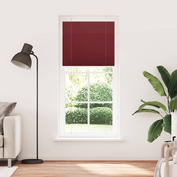 vidaXL Plisserad persienn Bordeaux r&ouml;d 95x200 cm tyg bredd 94,4 cm