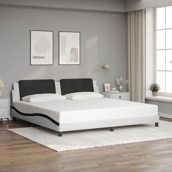 vidaXL Bed Frame with LED without Mattress "Zadar" White and Black 200x200 cm