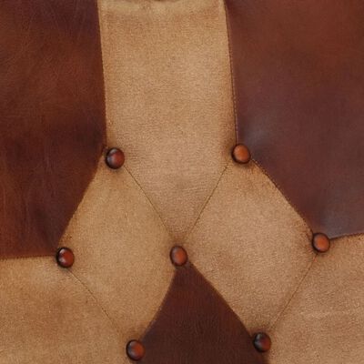 vidaXL Gungstol med fotpall brun äkta läder och kanvas