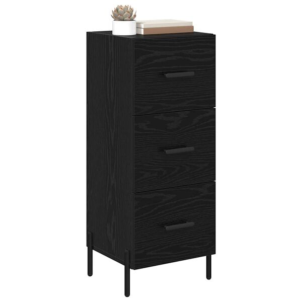 vidaXL Sideboard med låda Svart ek 34 x 34,5 x 90 cm Konstruerat trä