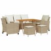 vidaXL Soffgrupp f&ouml;r tr&auml;dg&aring;rden med dynor 6 delar beige konstrotting