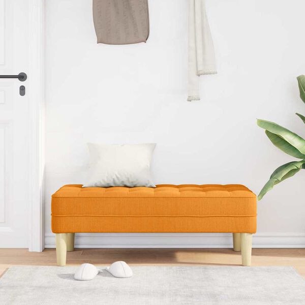 vidaXL b&auml;nk med kudde M&ouml;rkgul 113 x 57 x 39 cm tyg