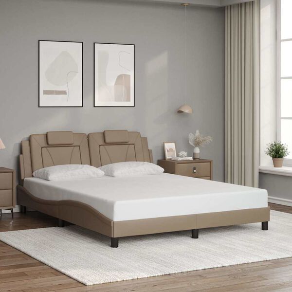 vidaXL Bed Frame "Viana" without Mattress Cappuccino 160x200 cm Faux Leather
