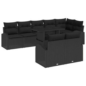vidaXL Tr&auml;dg&aring;rdsoffset 9 st Svart Poly rattan
